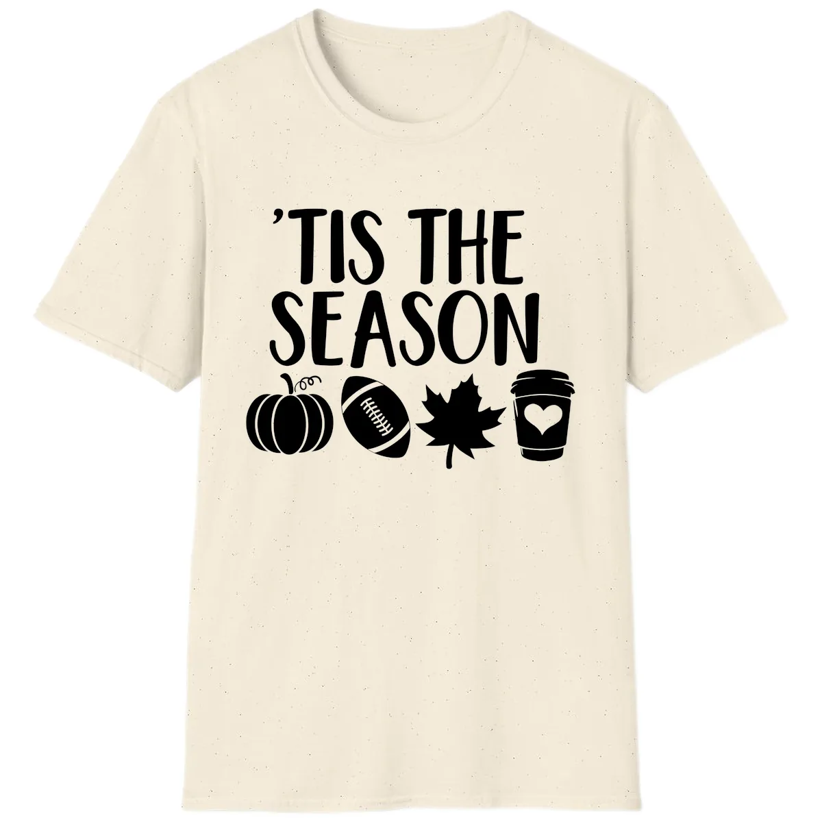 'Tis The Season Fall Football Coffee T-Shirt in Natural