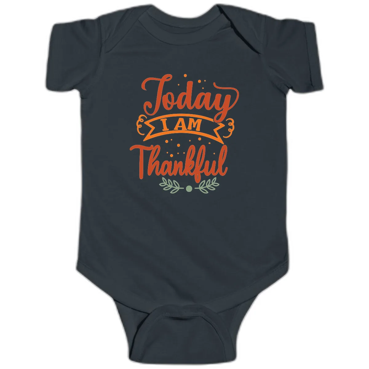 Today I Am Thankful Thanksgiving Design Baby Onesie in Black