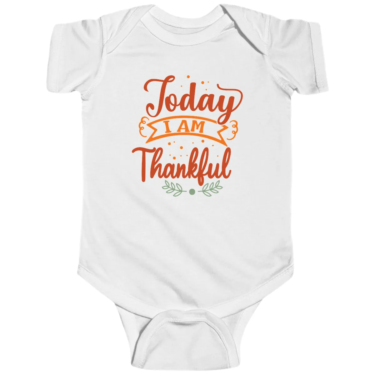 Today I Am Thankful Thanksgiving Design Baby Onesie in White