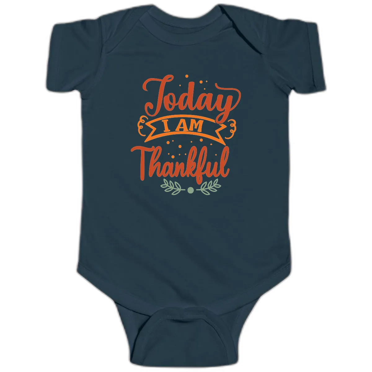 Today I Am Thankful Thanksgiving Design Baby Onesie in Navy