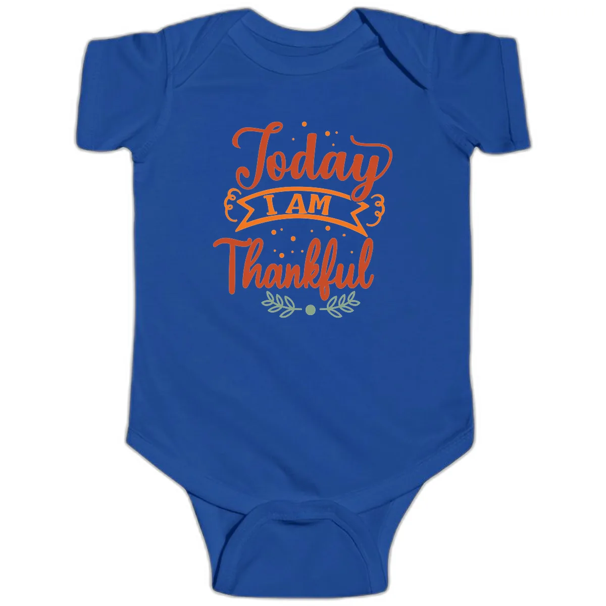 Today I Am Thankful Thanksgiving Design Baby Onesie in Royal