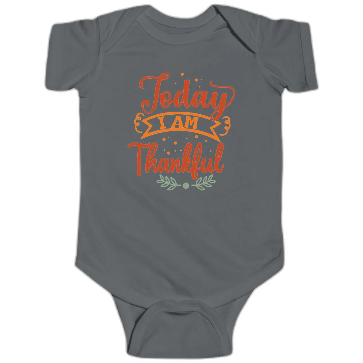 Today I Am Thankful Thanksgiving Design Baby Onesie in Charcoal