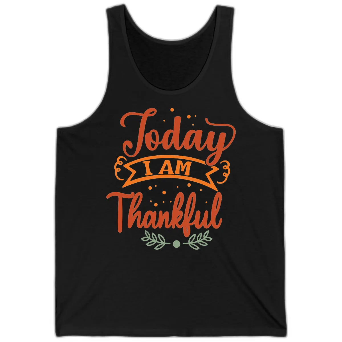 Today I Am Thankful Thanksgiving Design Tank in Black