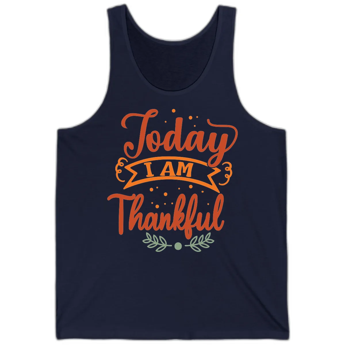 Today I Am Thankful Thanksgiving Design Tank in Navy