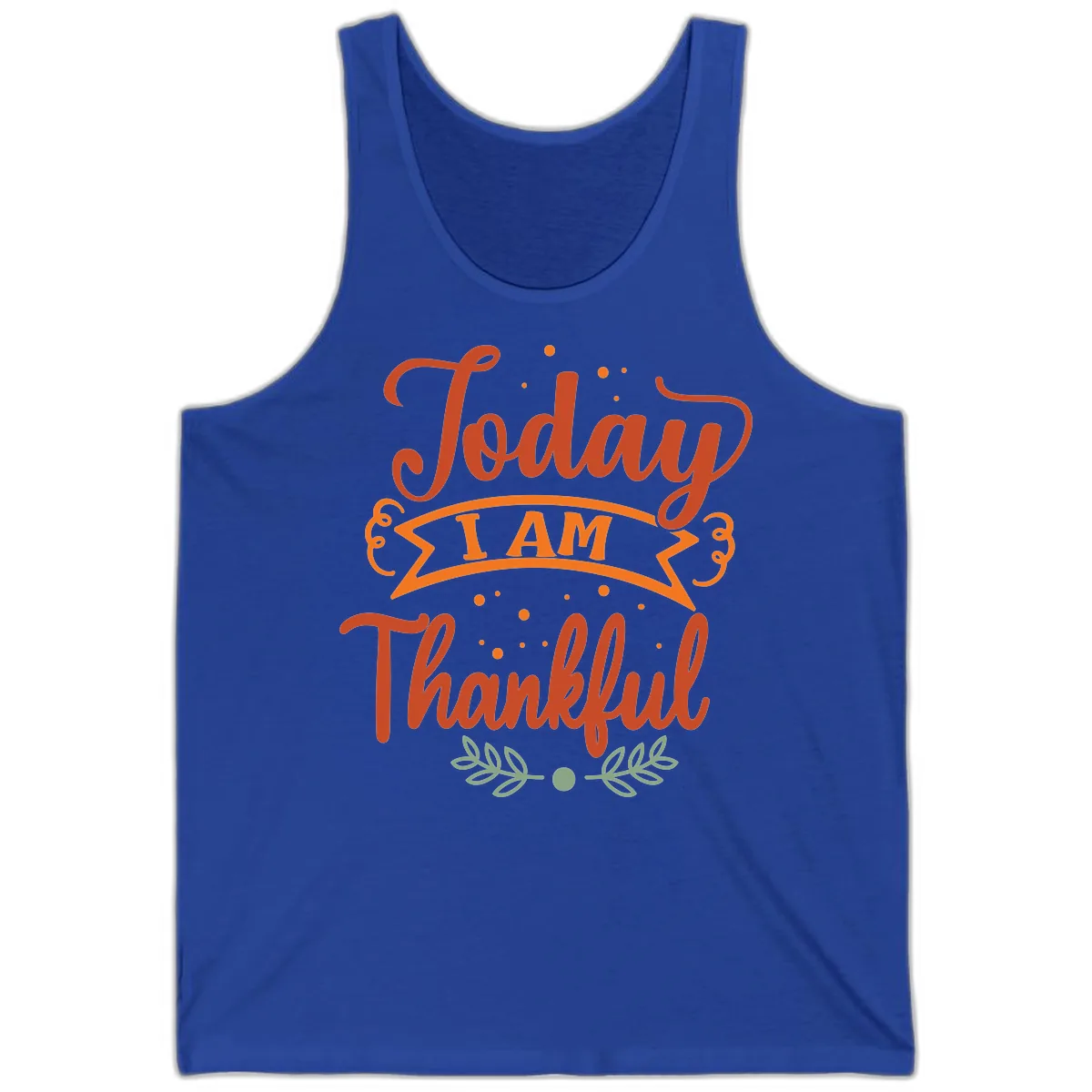 Today I Am Thankful Thanksgiving Design Tank in True Royal