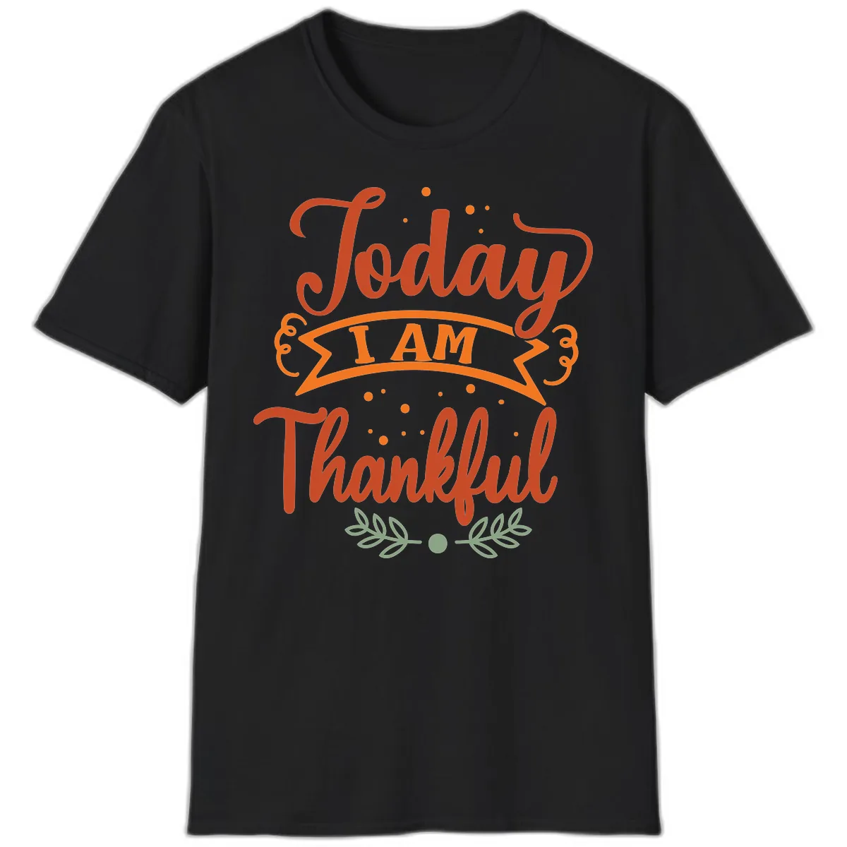 Today I Am Thankful Thanksgiving Design T-Shirt in Black