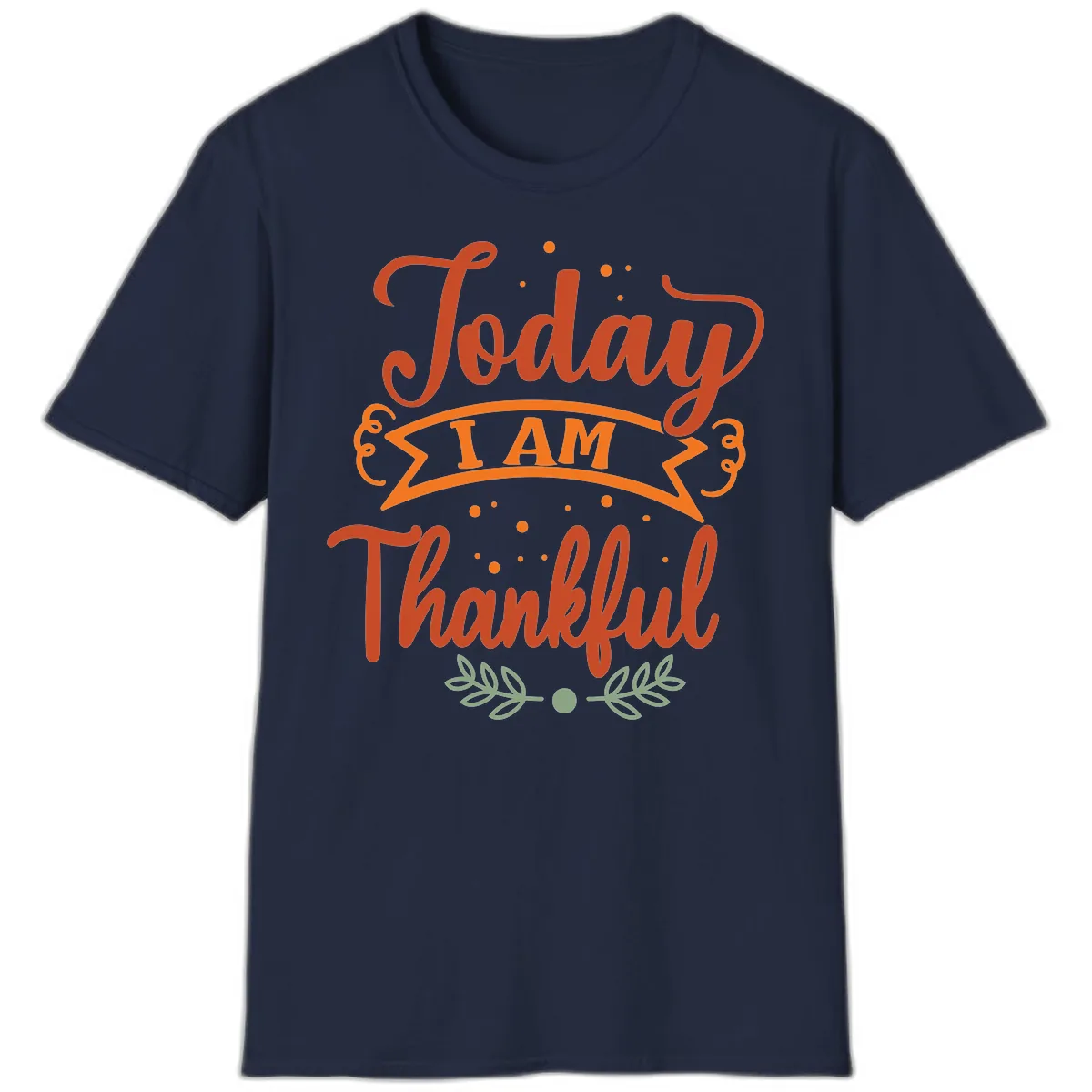 Today I Am Thankful Thanksgiving Design T-Shirt in Navy