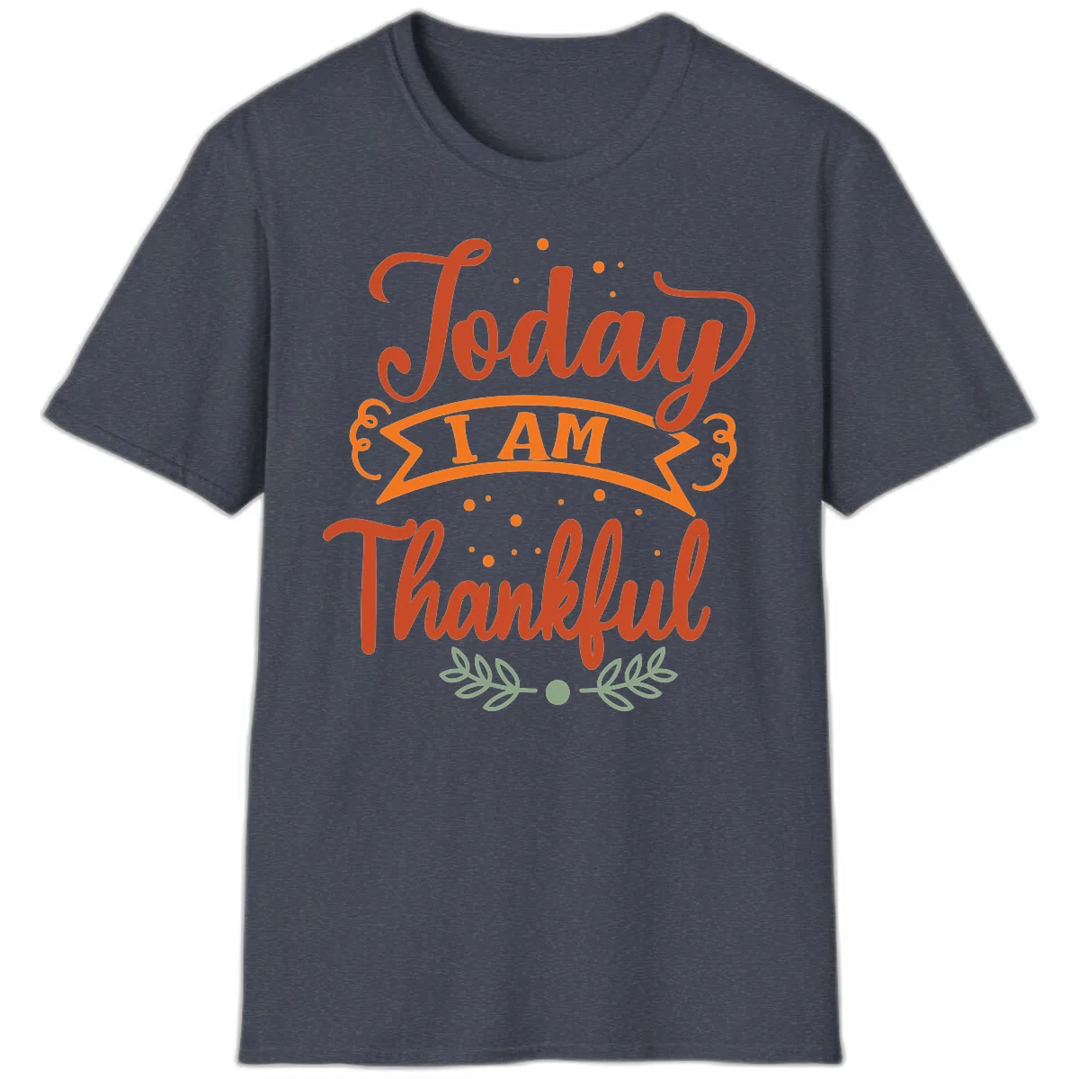 Today I Am Thankful Thanksgiving Design T-Shirt in Heather Navy