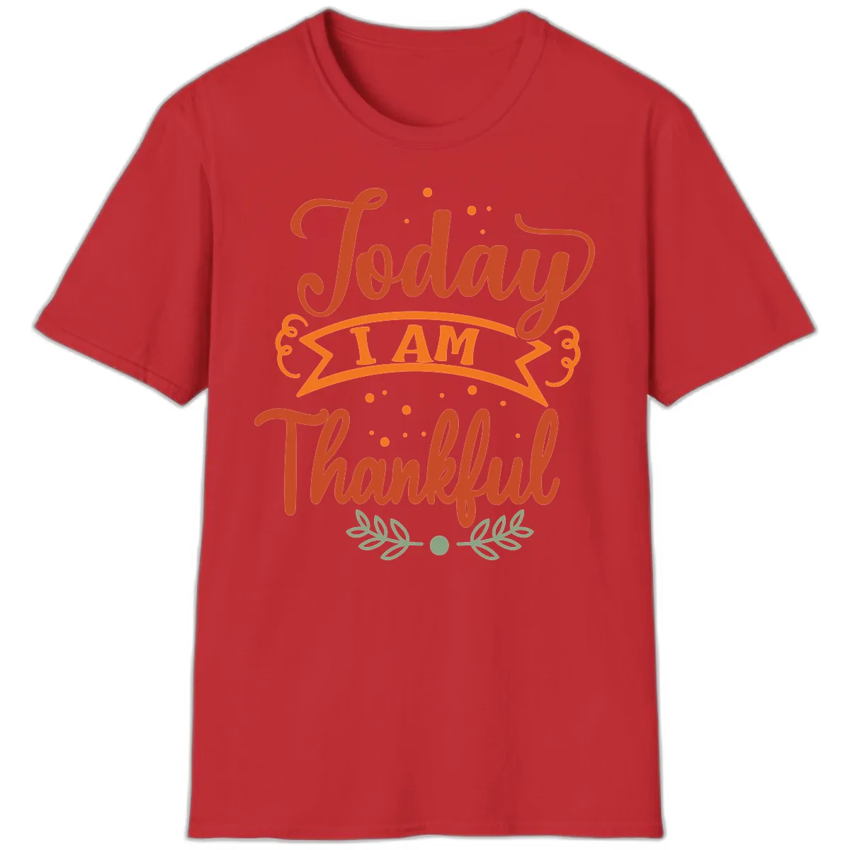 Today I Am Thankful Thanksgiving Design T-Shirt in Red