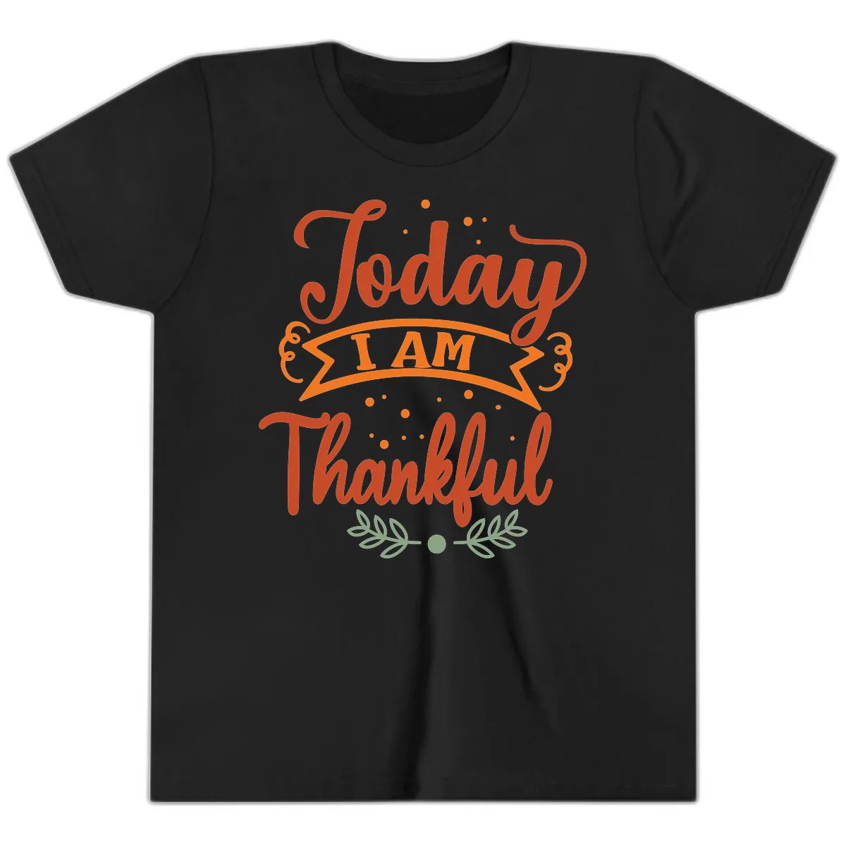 Today I Am Thankful Thanksgiving Design Youth T-Shirt in Black