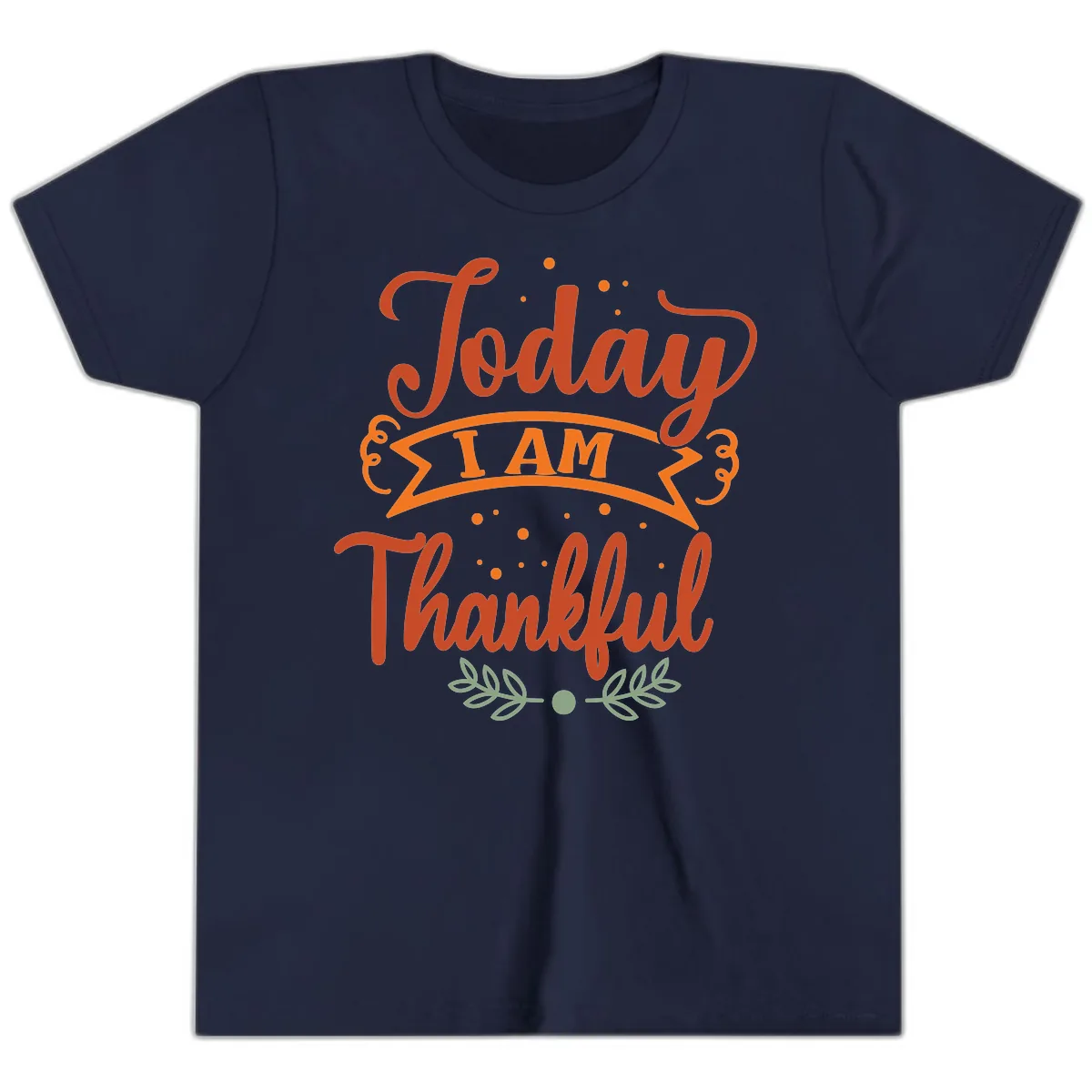 Today I Am Thankful Thanksgiving Design Youth T-Shirt in Navy