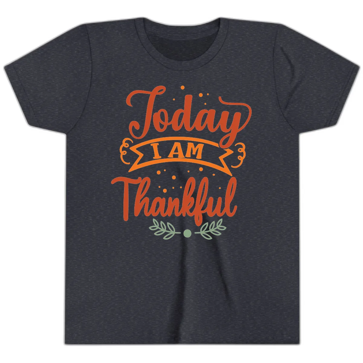 Today I Am Thankful Thanksgiving Design Youth T-Shirt in Heather Navy