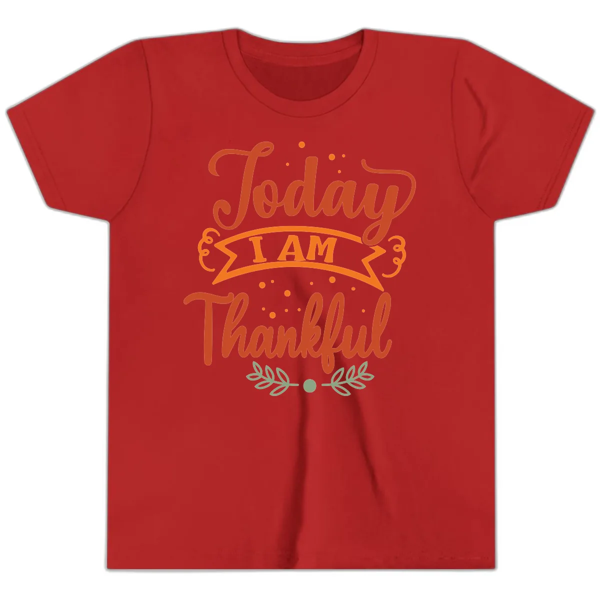 Today I Am Thankful Thanksgiving Design Youth T-Shirt in Red