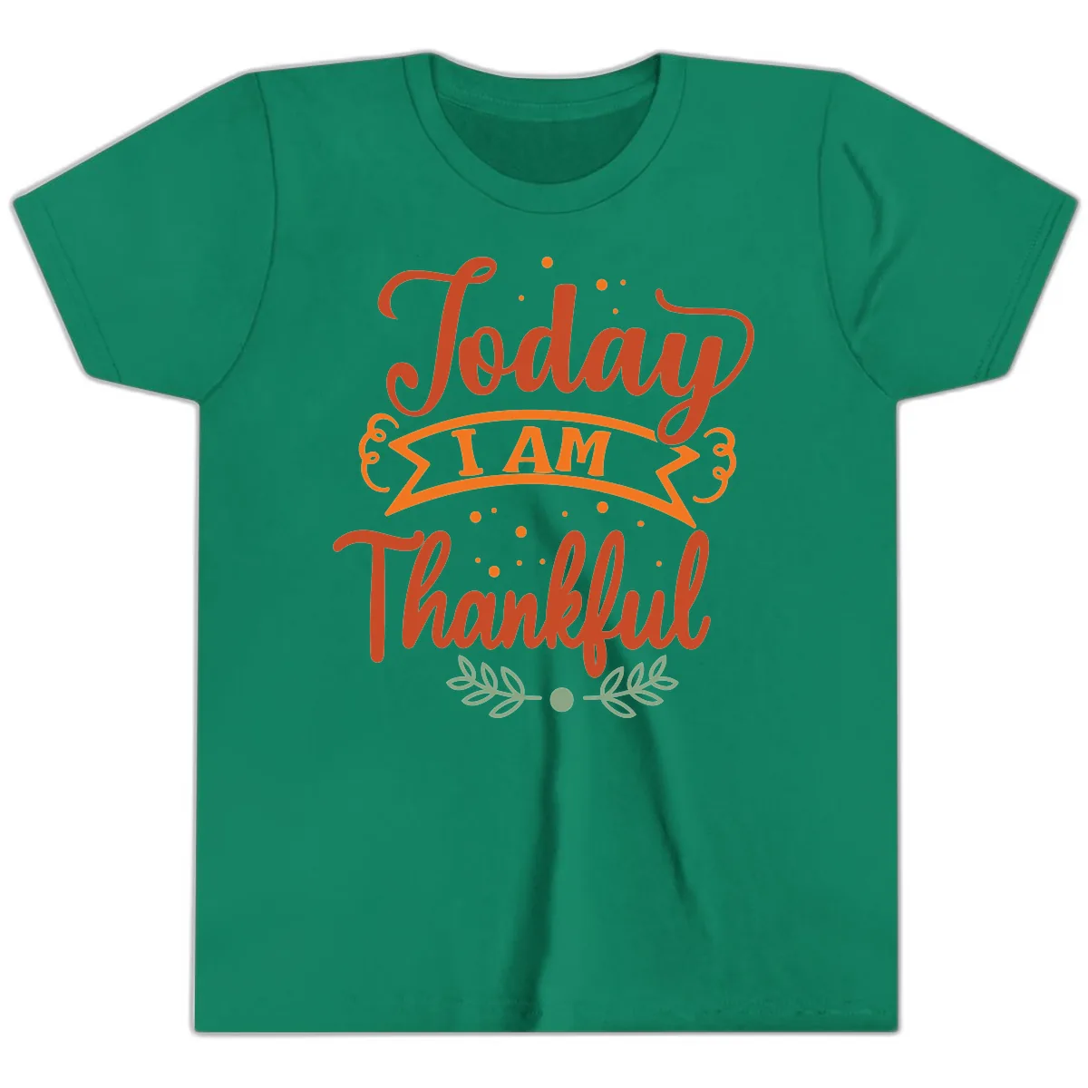Today I Am Thankful Thanksgiving Design Youth T-Shirt in Kelly