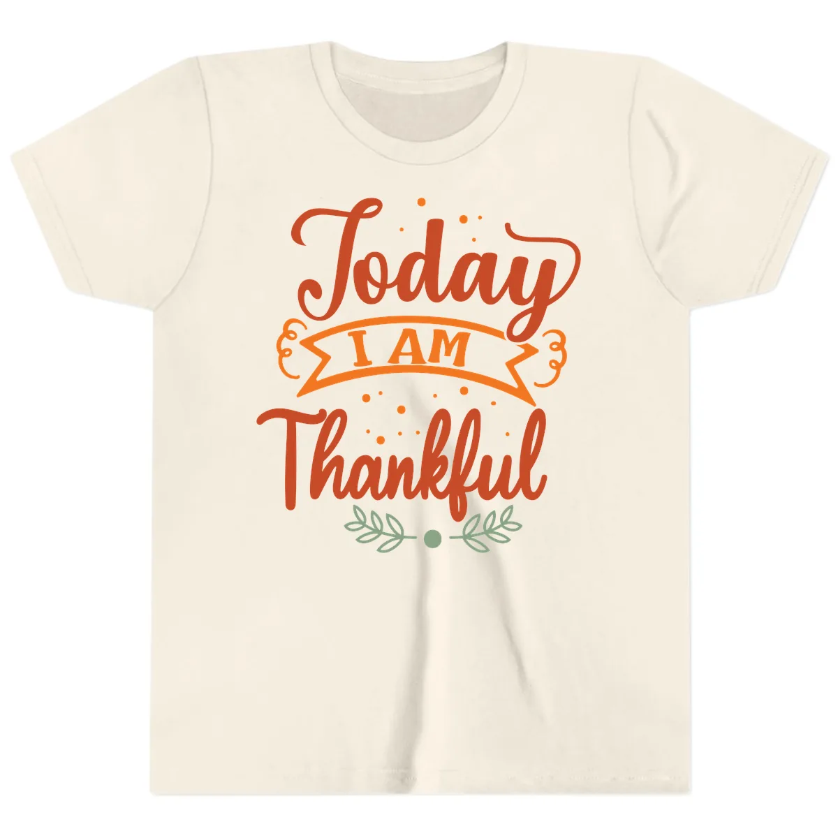 Today I Am Thankful Thanksgiving Design Youth T-Shirt in Natural