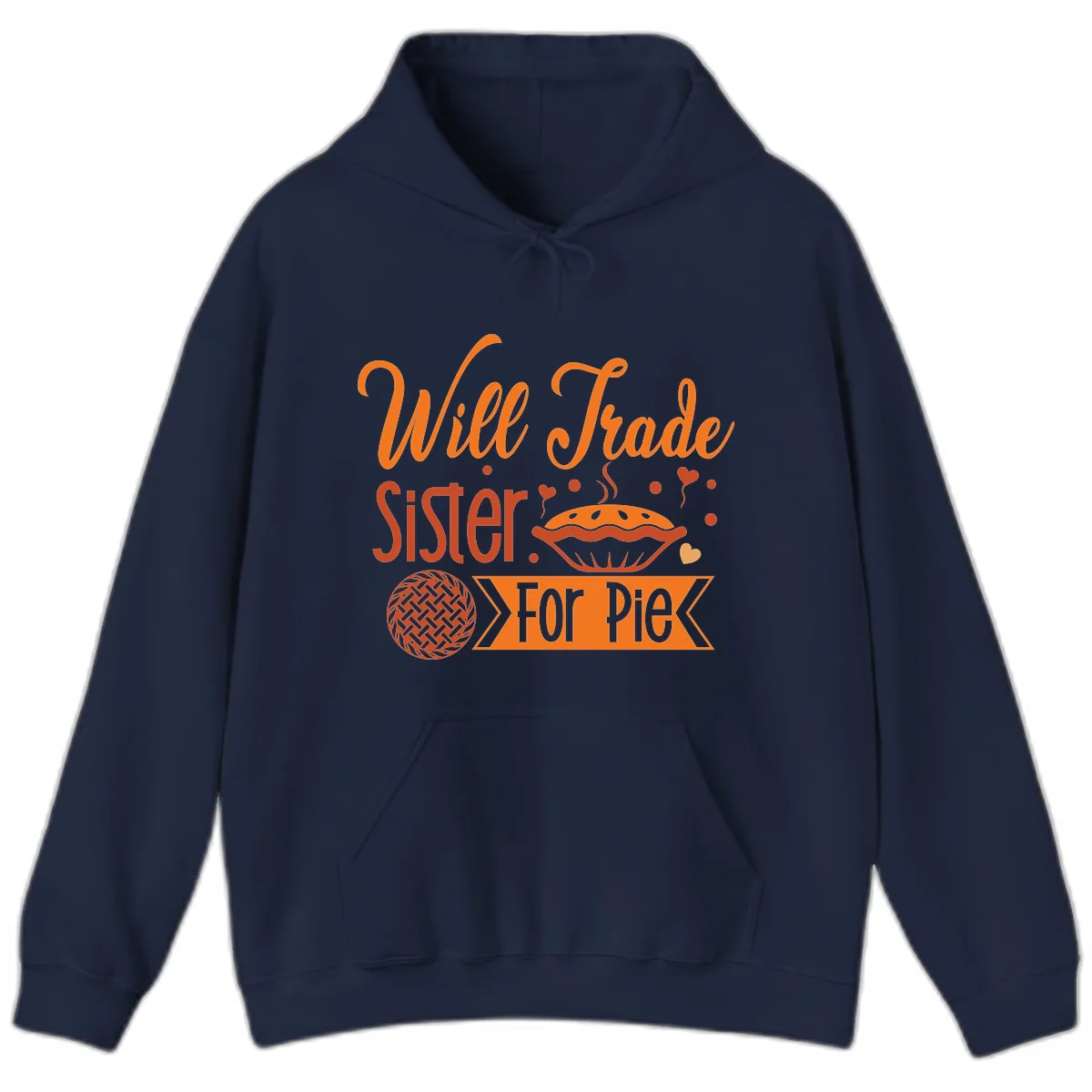 Will Trade Sister For Pie Graphic Hoodie in Navy