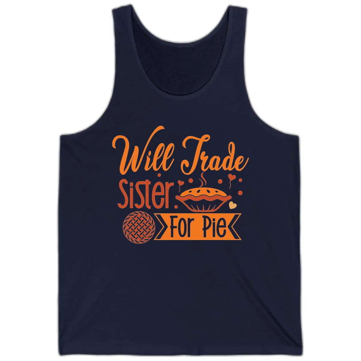 Will Trade Sister For Pie Graphic Tank in Navy