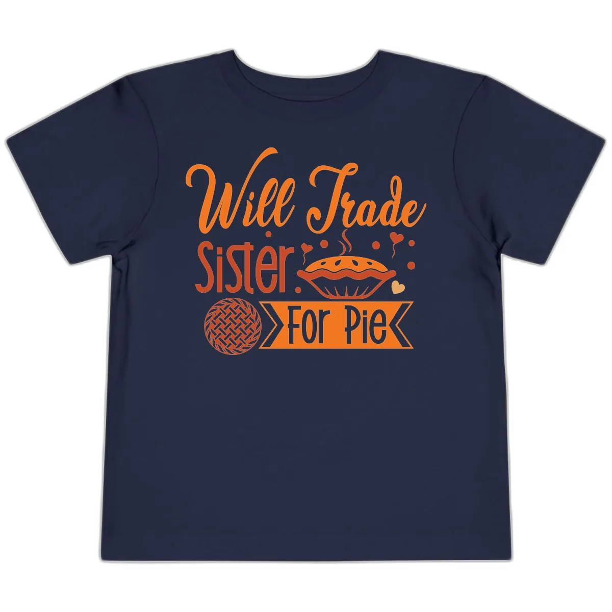 Will Trade Sister For Pie Graphic Toddler T-Shirt in Navy