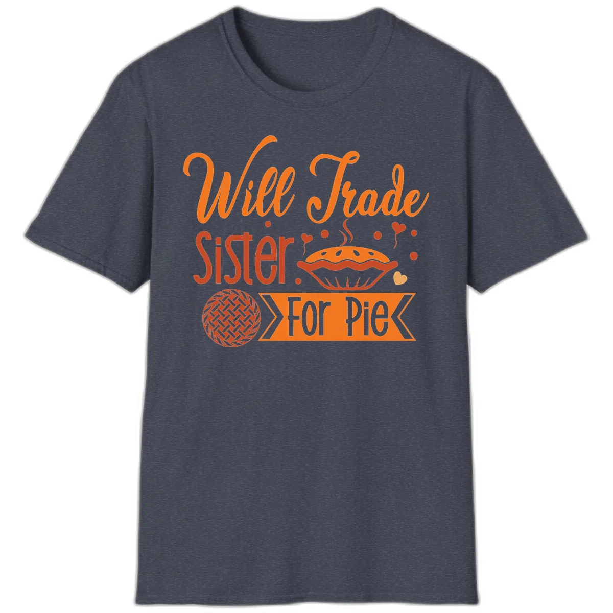 Will Trade Sister For Pie Graphic T-Shirt in Heather Navy