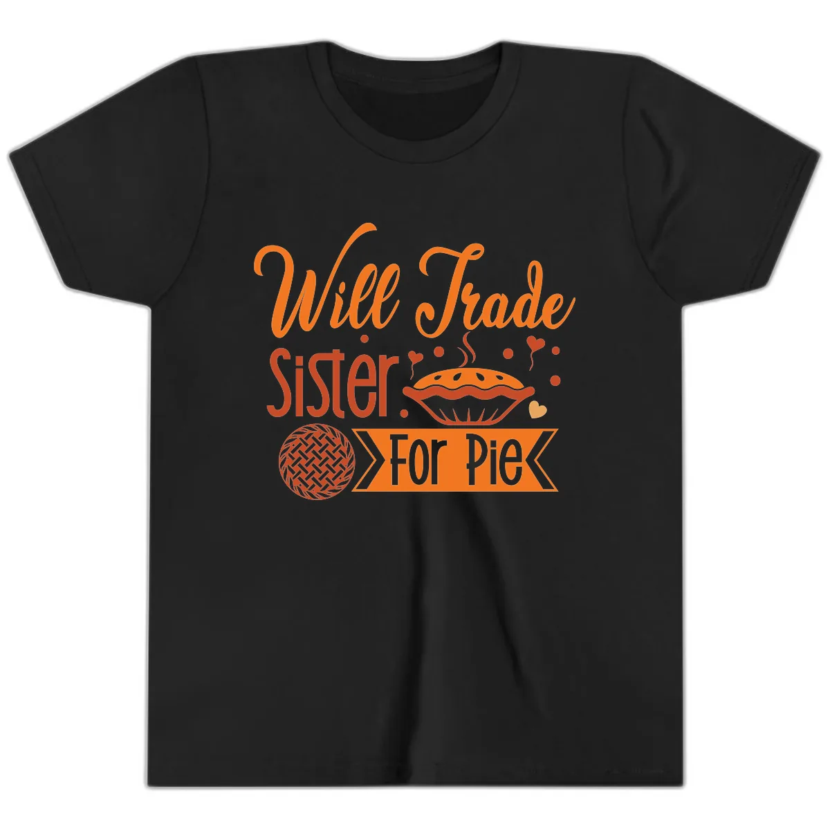 Will Trade Sister For Pie Graphic Youth T-Shirt in Black