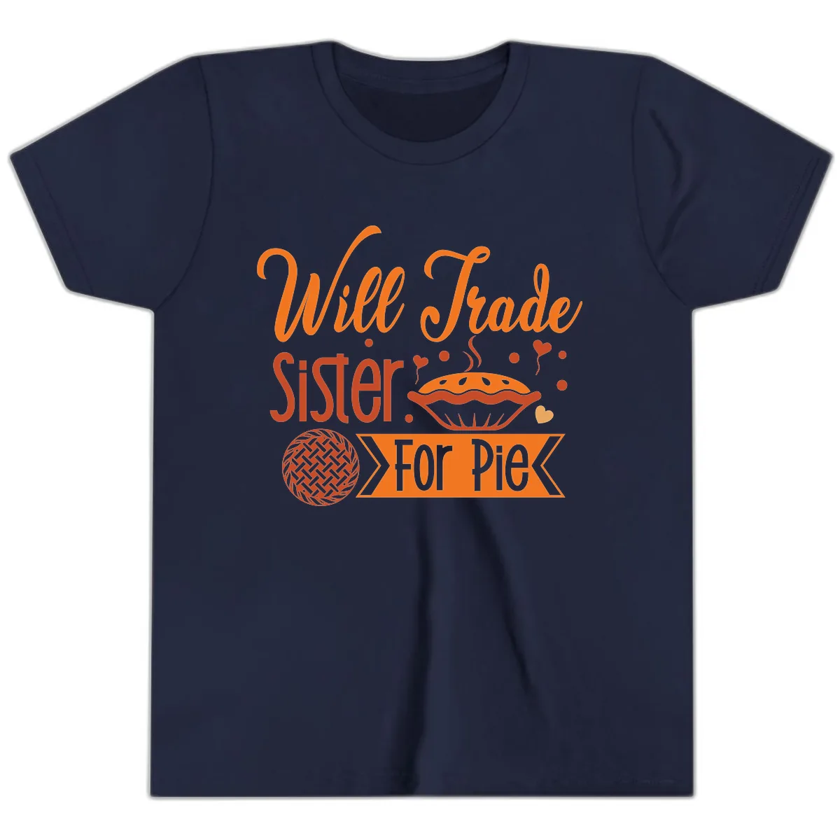 Will Trade Sister For Pie Graphic Youth T-Shirt in Navy