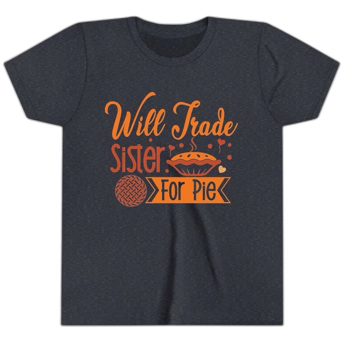 Will Trade Sister For Pie Graphic Youth T-Shirt in Heather Navy