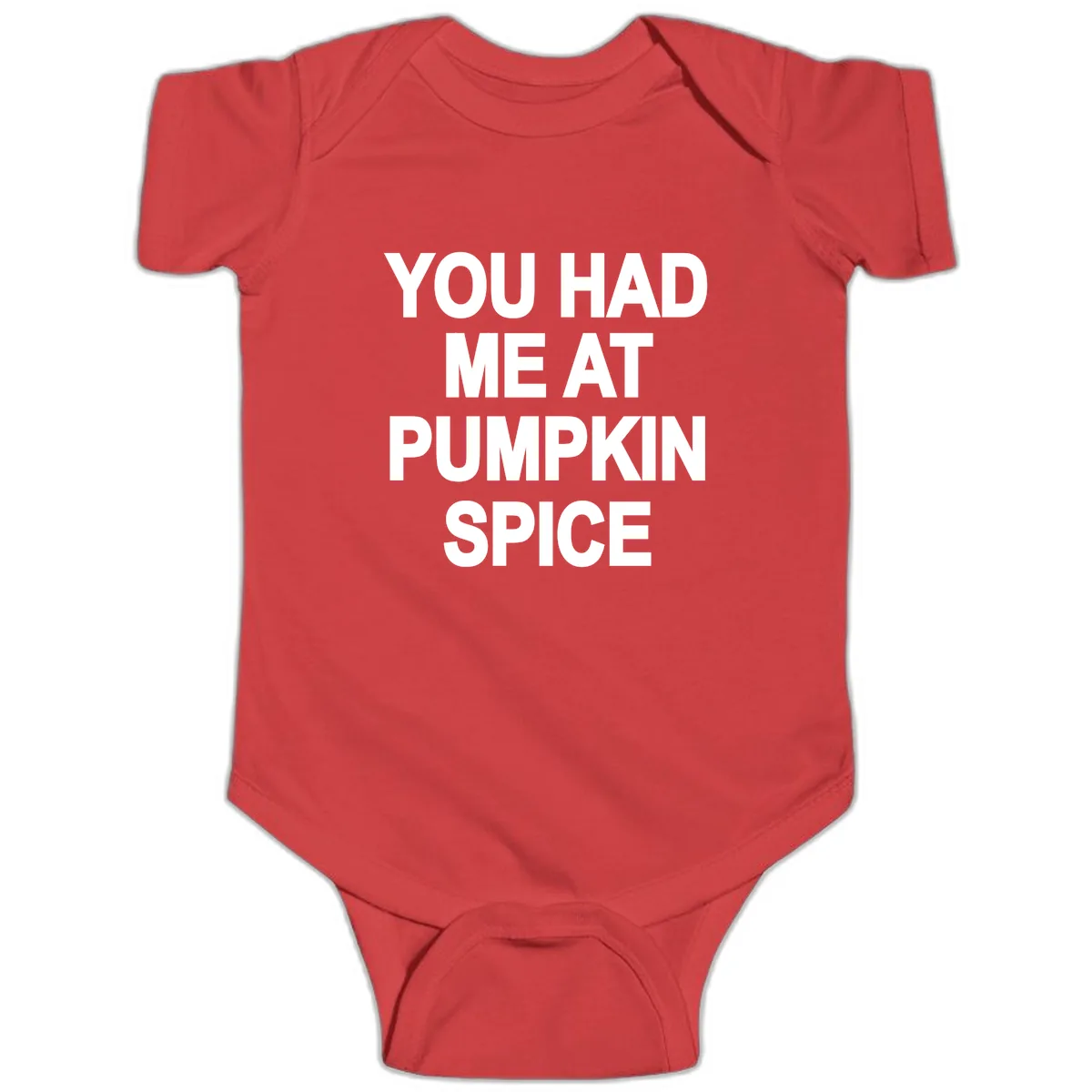 You Had Me At Pumpkin Spice Baby Onesie in Red