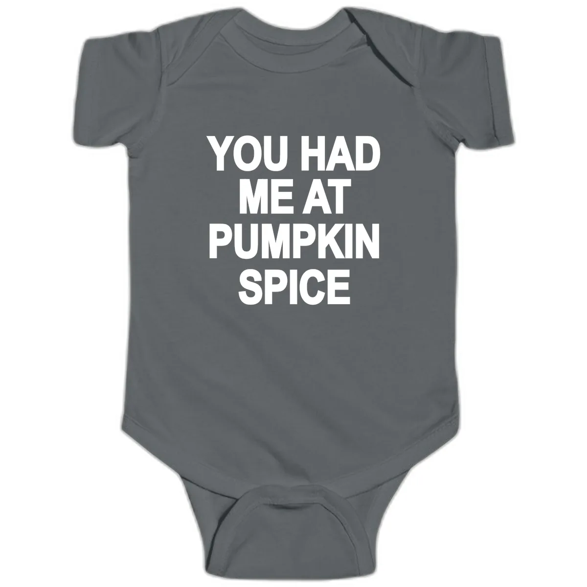 You Had Me At Pumpkin Spice Baby Onesie in Charcoal