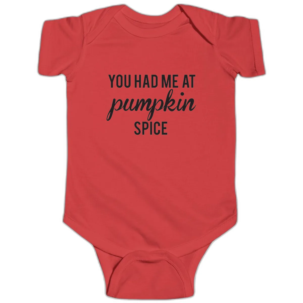You Had Me At Pumpkin Spice Baby Onesie in Red