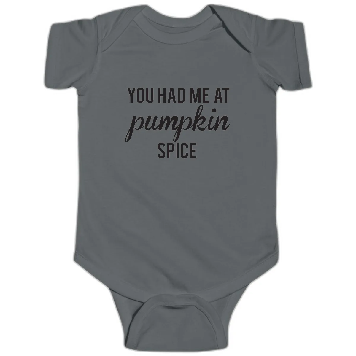 You Had Me At Pumpkin Spice Baby Onesie in Charcoal