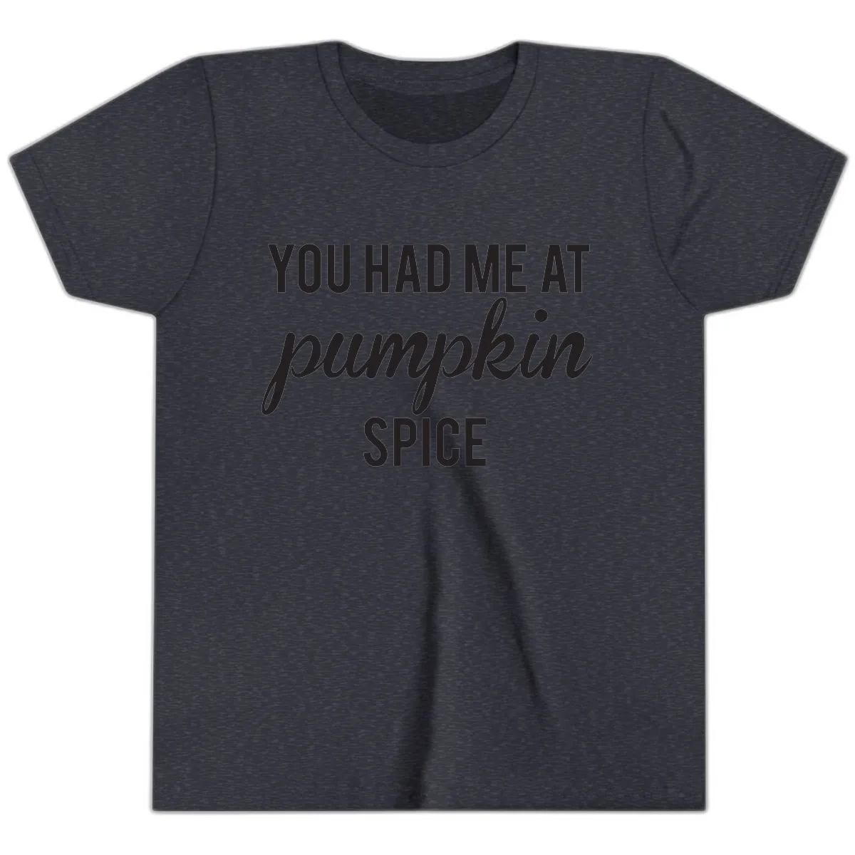 You Had Me At Pumpkin Spice Youth T-Shirt in Heather Navy
