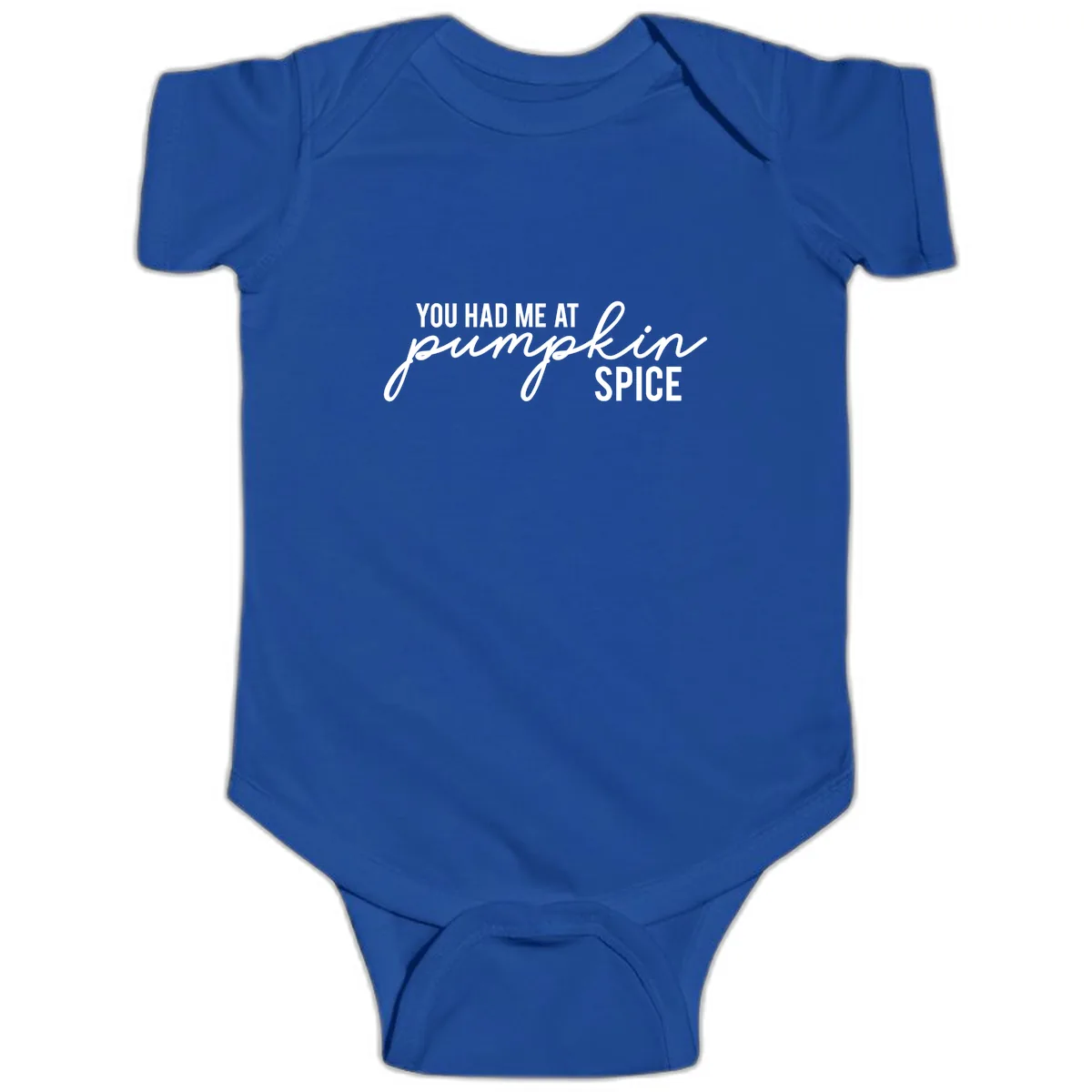You Had Me At Pumpkin Spice Baby Onesie in Royal