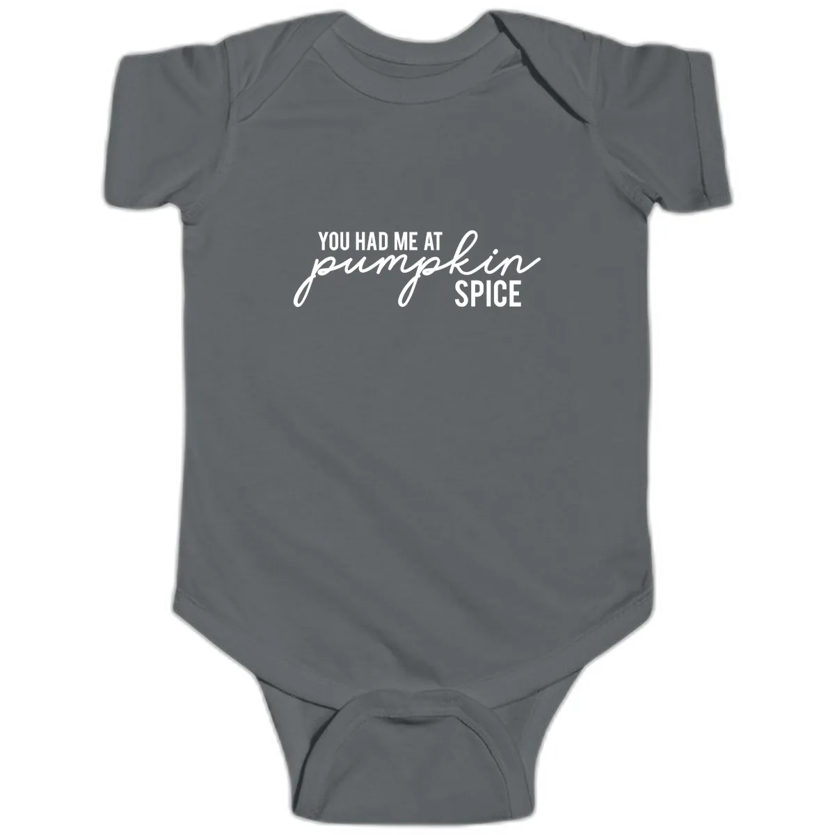 You Had Me At Pumpkin Spice Baby Onesie in Charcoal