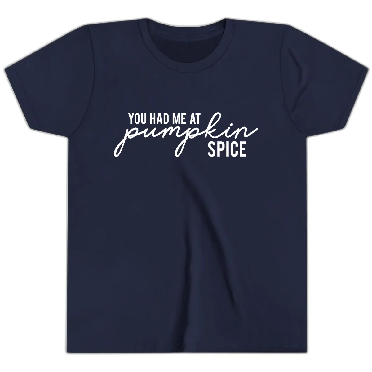 You Had Me At Pumpkin Spice Youth T-Shirt in Navy
