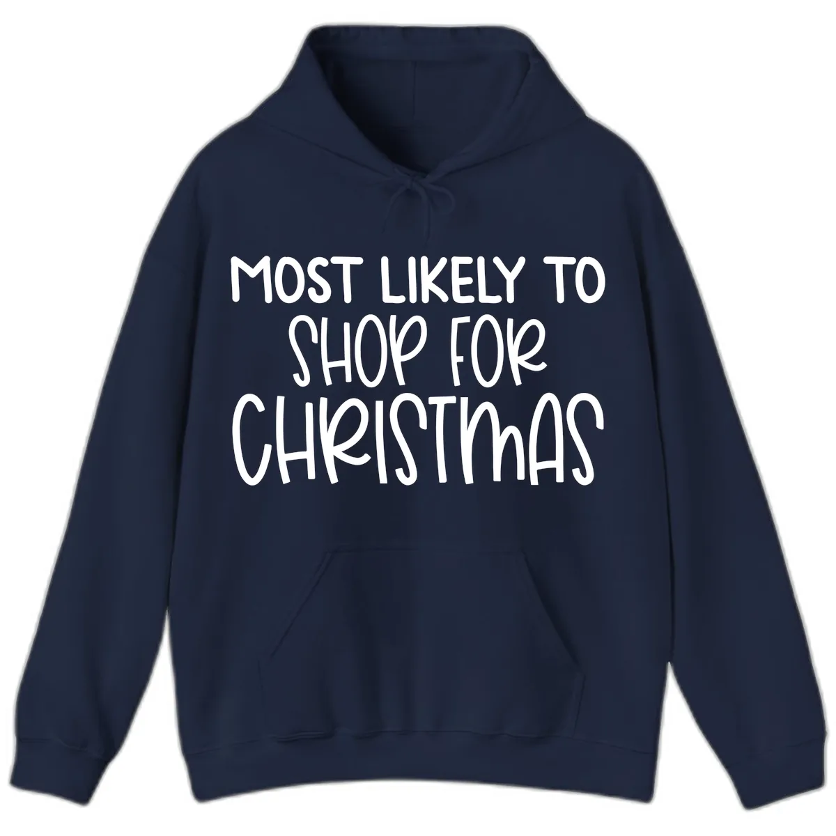 Most Likely To Shop For Christmas Hoodie in Navy
