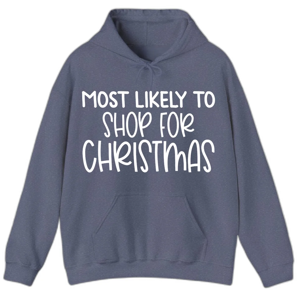 Most Likely To Shop For Christmas Hoodie in Heather Navy
