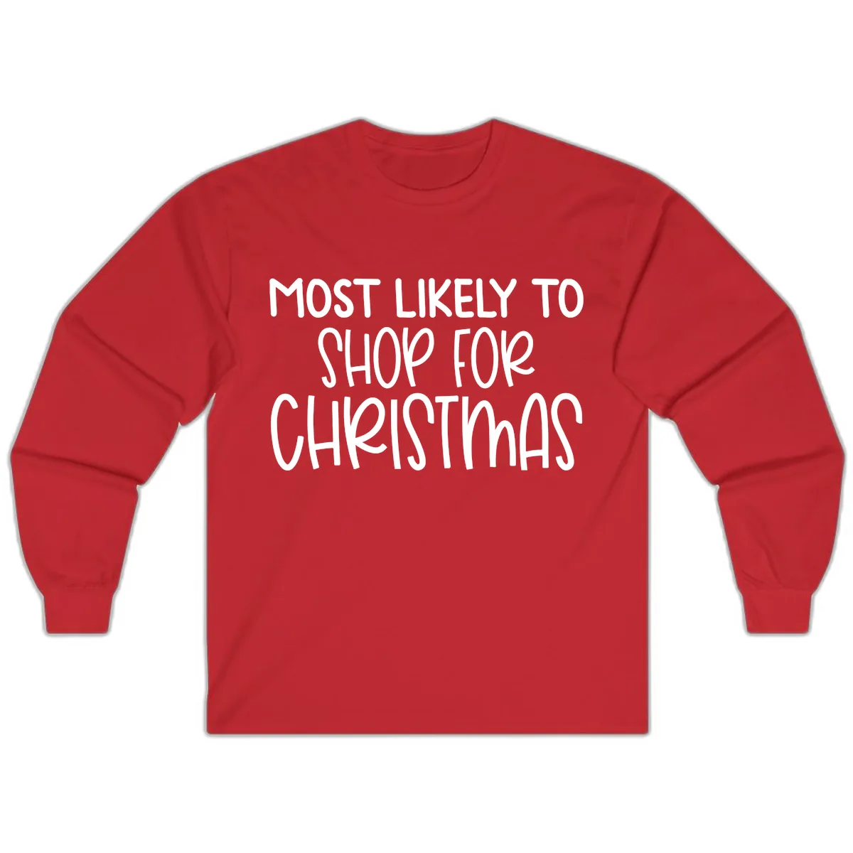 Most Likely To Shop For Christmas Long Sleeve in Red