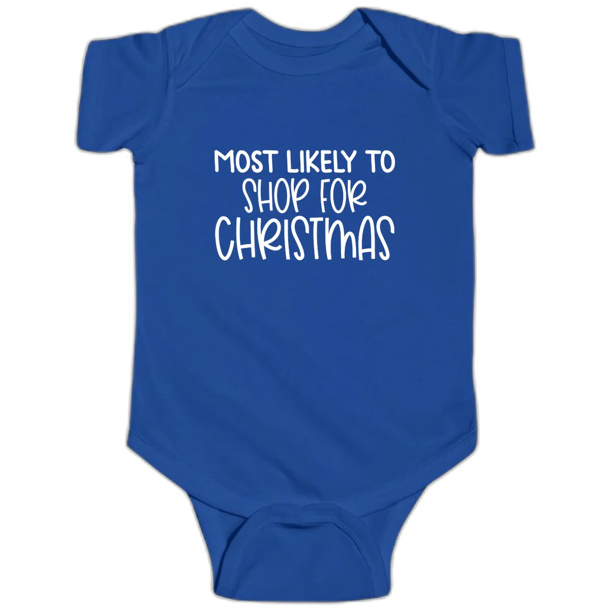 Most Likely To Shop For Christmas Baby Onesie in Royal