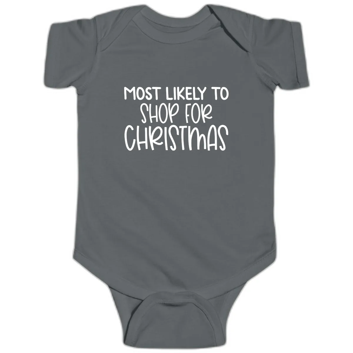 Most Likely To Shop For Christmas Baby Onesie in Charcoal