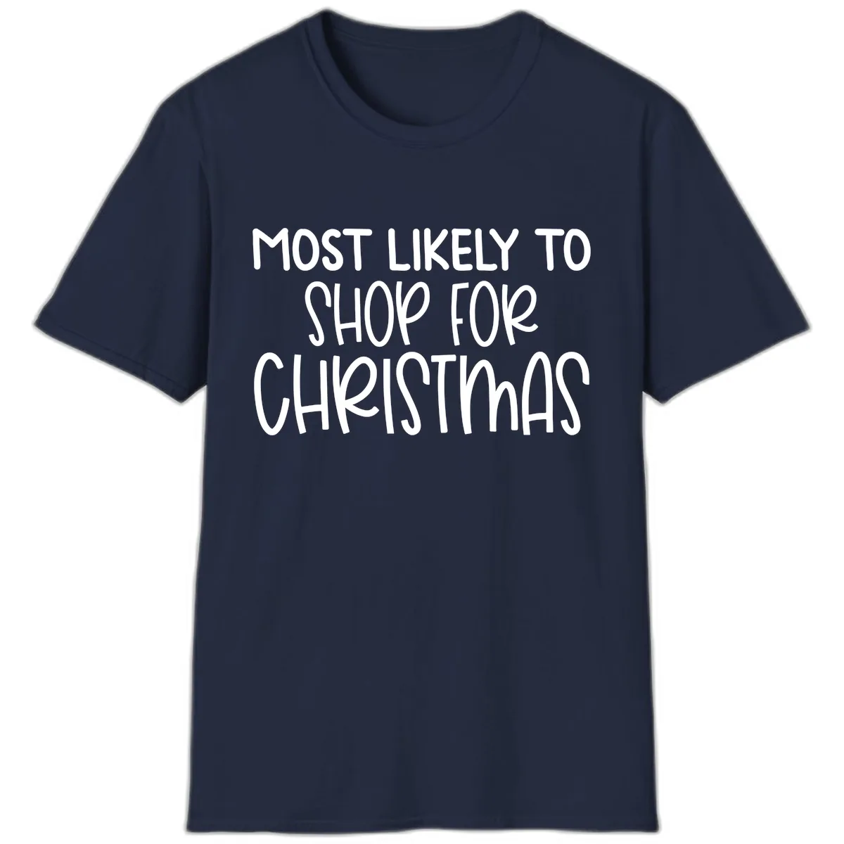 Most Likely To Shop For Christmas T-Shirt in Navy