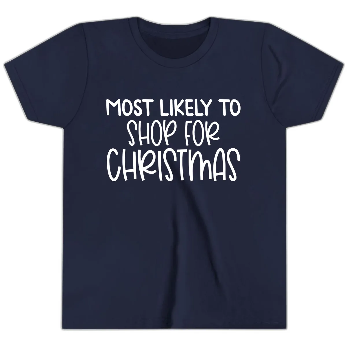 Most Likely To Shop For Christmas Youth T-Shirt in Navy