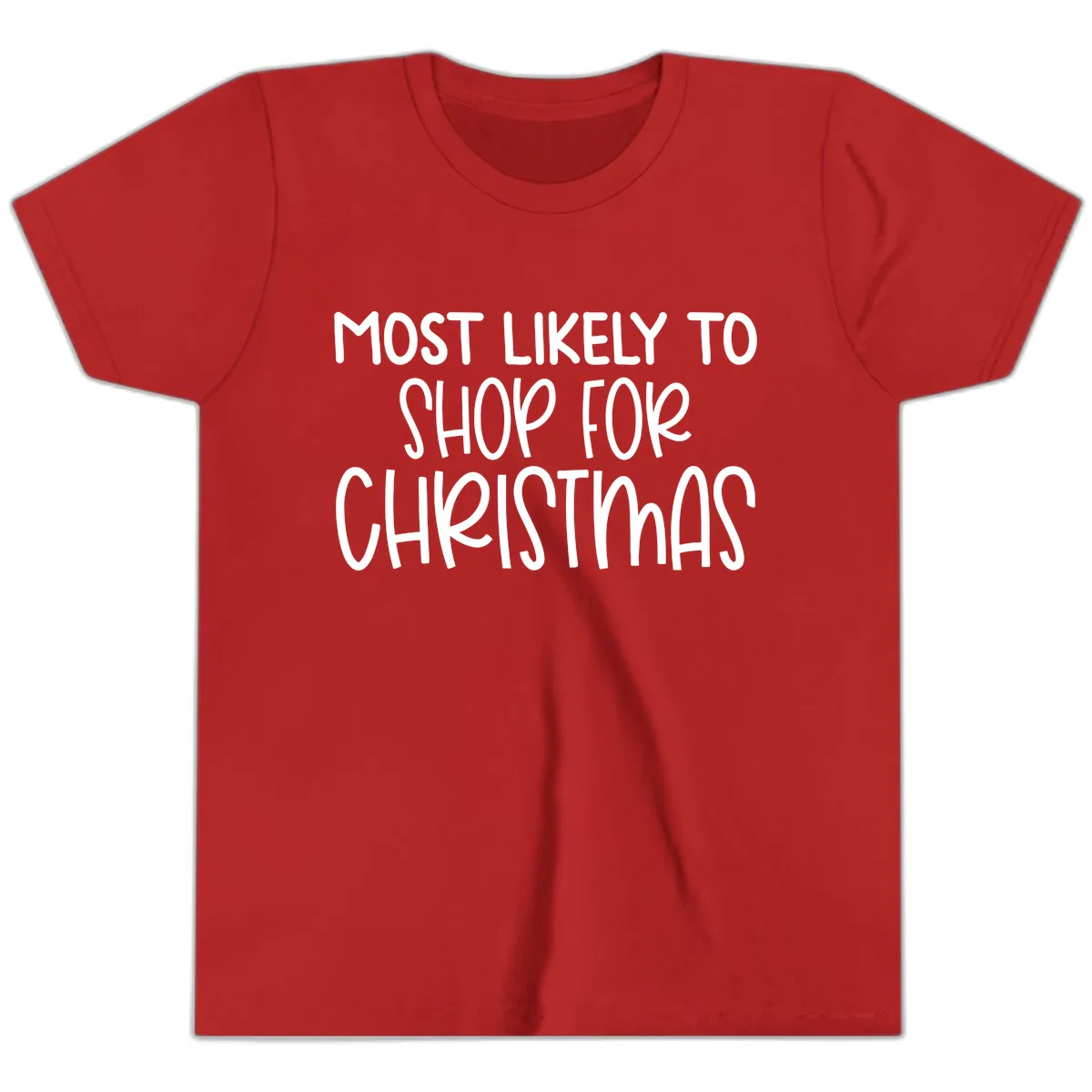 Most Likely To Shop For Christmas Youth T-Shirt in Red