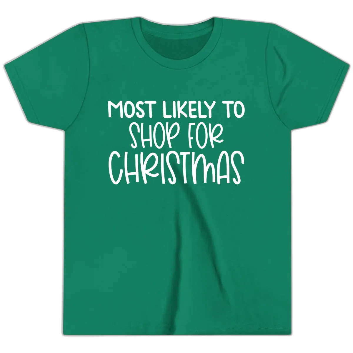 Most Likely To Shop For Christmas Youth T-Shirt in Kelly