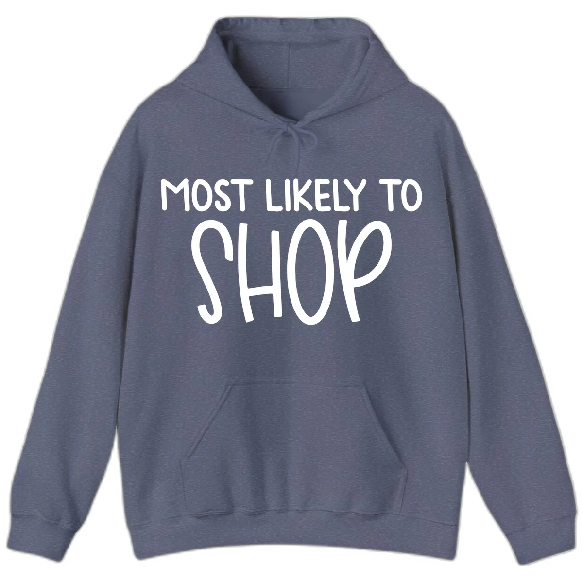 Most Likely To Shop Hoodie in Heather Navy