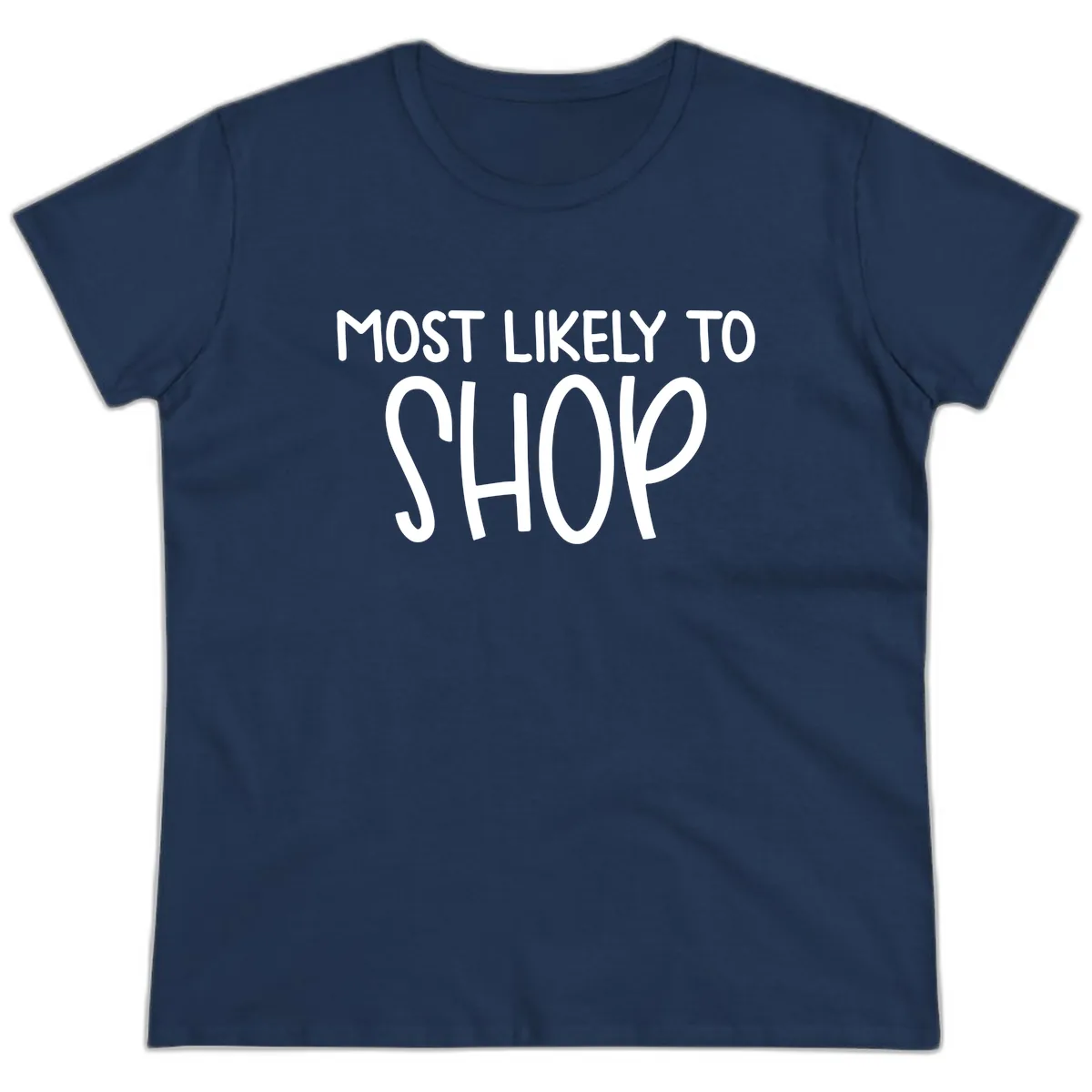 Most Likely To Shop Ladies Tee in Navy