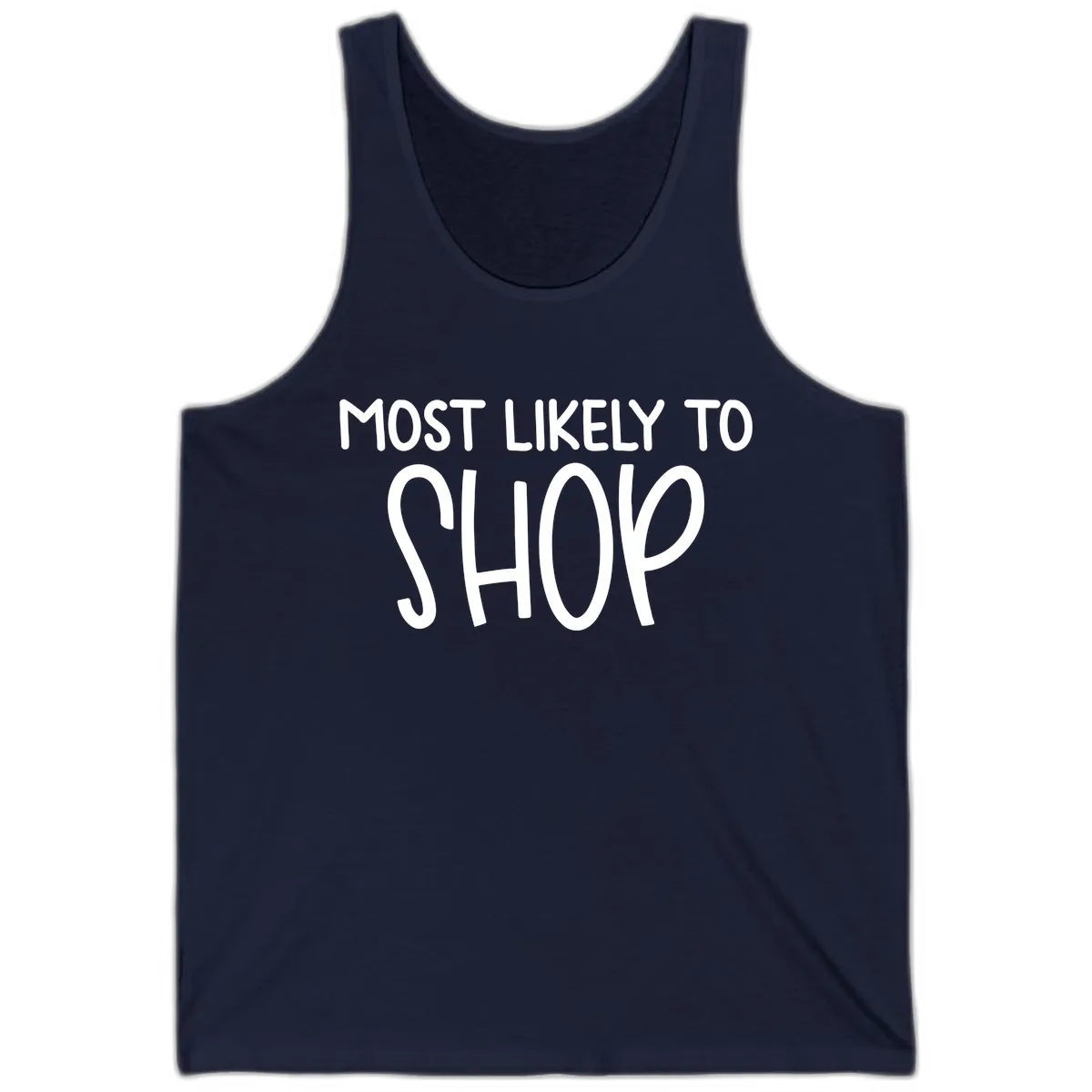 Most Likely To Shop Tank in Navy