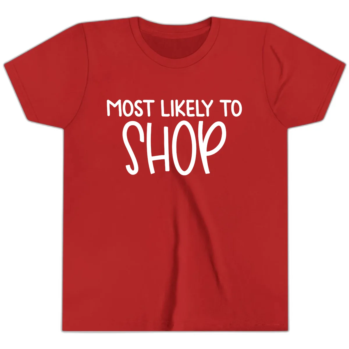 Most Likely To Shop Youth T-Shirt in Red