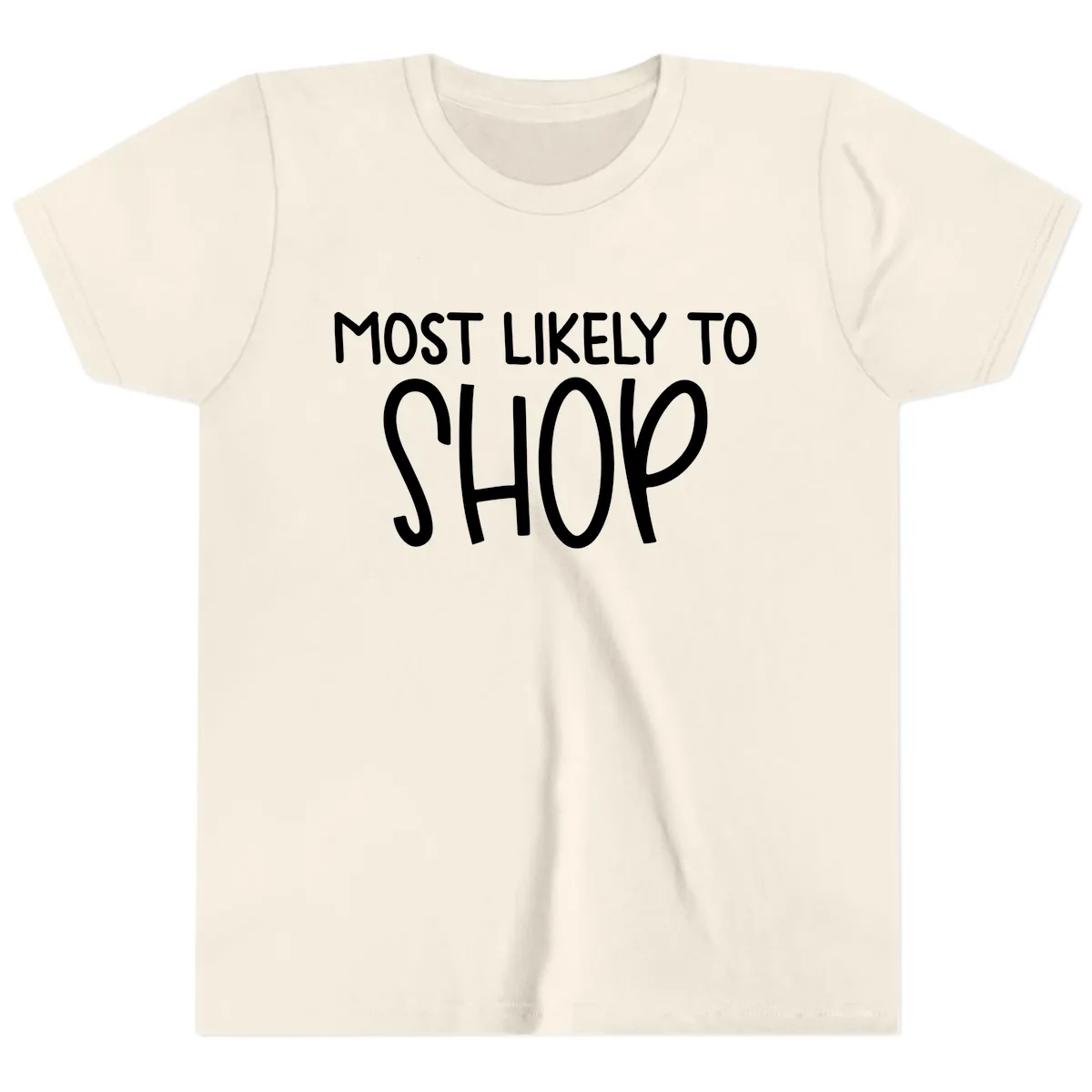 Most Likely To Shop Youth T-Shirt in Natural