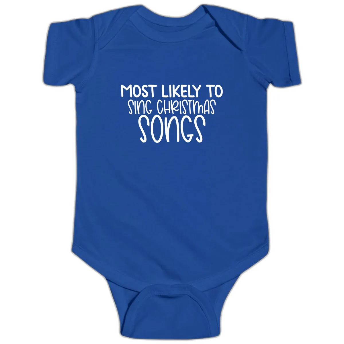 Most Likely To Sing Christmas Songs Baby Onesie in Royal