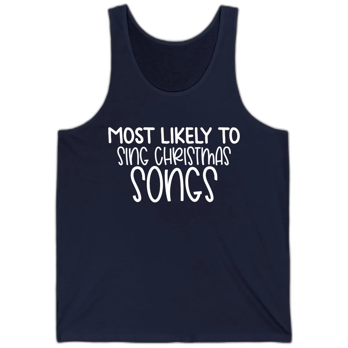 Most Likely To Sing Christmas Songs Tank in Navy